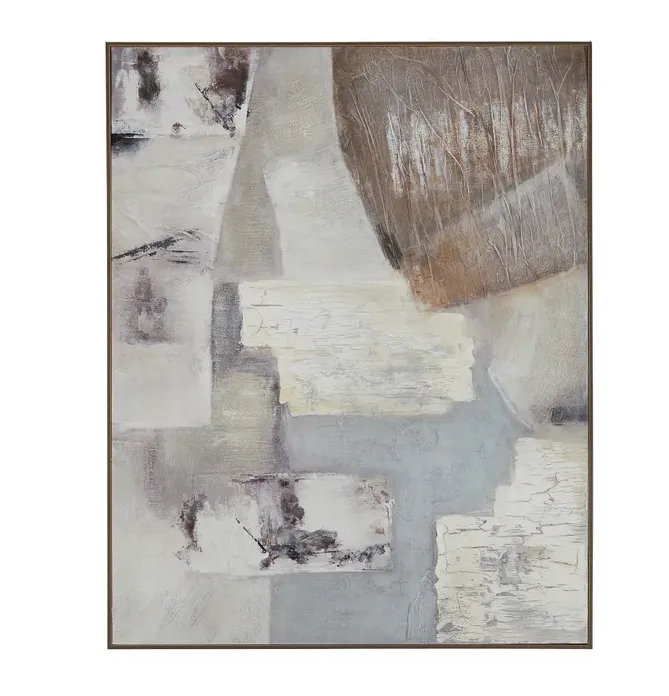 AW 0071 - Abstract Oil Painted Canvas in Medium Ash Frame 