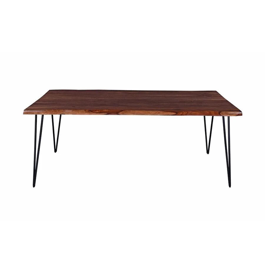 DT 0022 - Dining Table - Warm Rosewood Timber on Slender Steel Legs