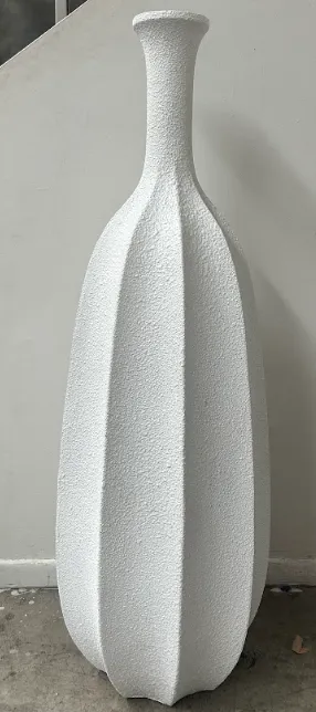 ACC 0005 - Ribbed White Fluted Floor Vase