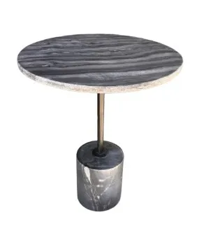 ST 3035 - Side Table - Round Grey Marble Base and Top