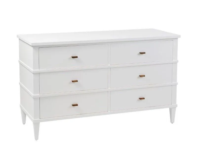 BUF 5321 - White 6 Drawer Buffet with Black Handles - Standard Range