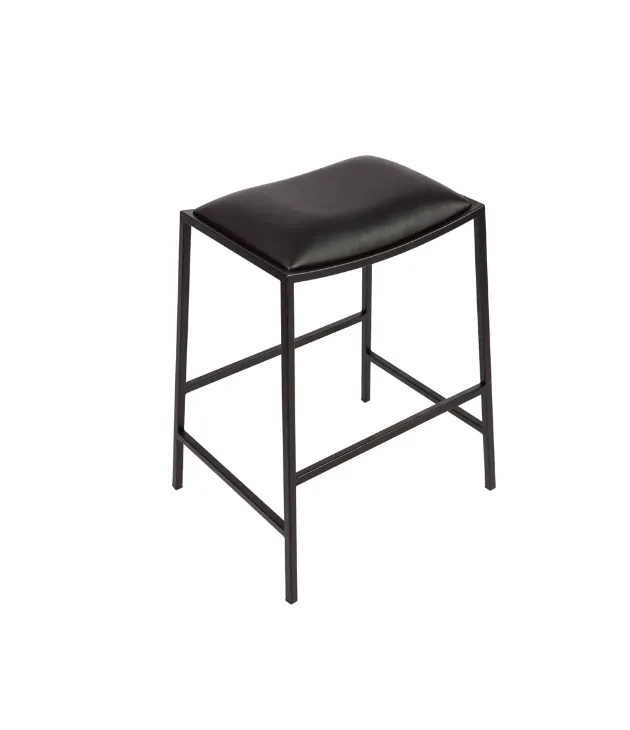 STL 0032 - Counter Stool - Modern Armless with Black Vegan Leather Padded Seat