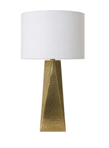 LP 0563 - Table Lamp - Gold Angular Prism Base with White Shade