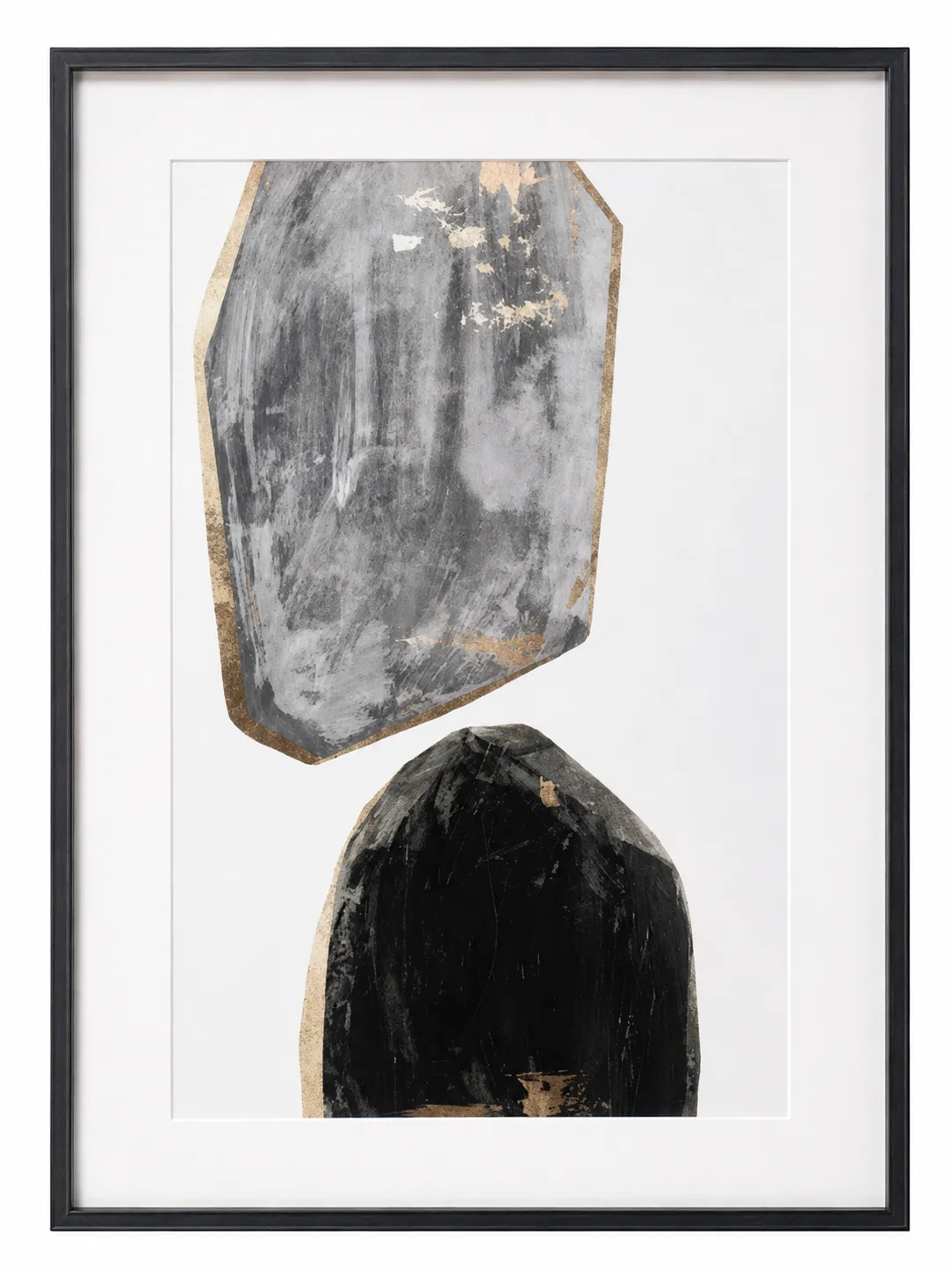 AW 0405 - Artwork - Large - Stones/Gem Oil Paint in White Window Black Frame