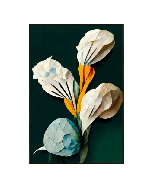 AW 0478 - Artwork - Extra Large - Botanical Paper Bouquet Canvas in Black Frame