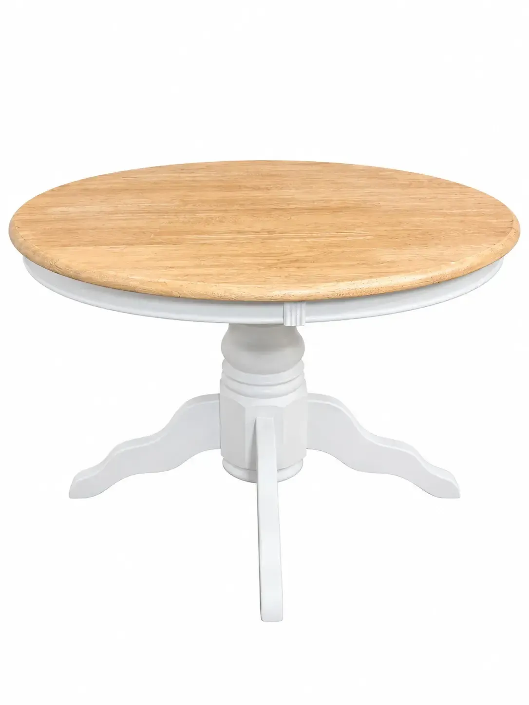 DT 7792 - Dining Table - Circular Natural Timber Top with White Ornate Base
