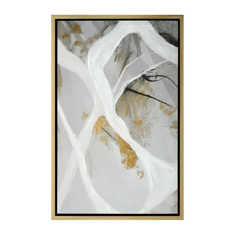 AW 0236 - Rivers of Ideas Series 2, with Neutral & Gold Highlights on Small Canvas 