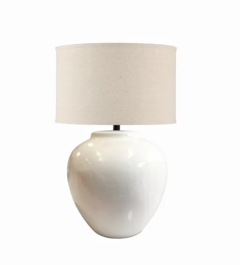 LP 1105 - Table Lamp - Natural Ceramic Crackle White Linen Shade