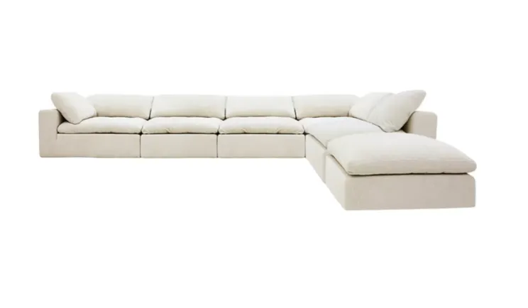 7 Piece Sectional Modular Sofa in Natural/Oatmeal Fabric - 2 Crn + 4 M + 1 Ottoman - SF 7033