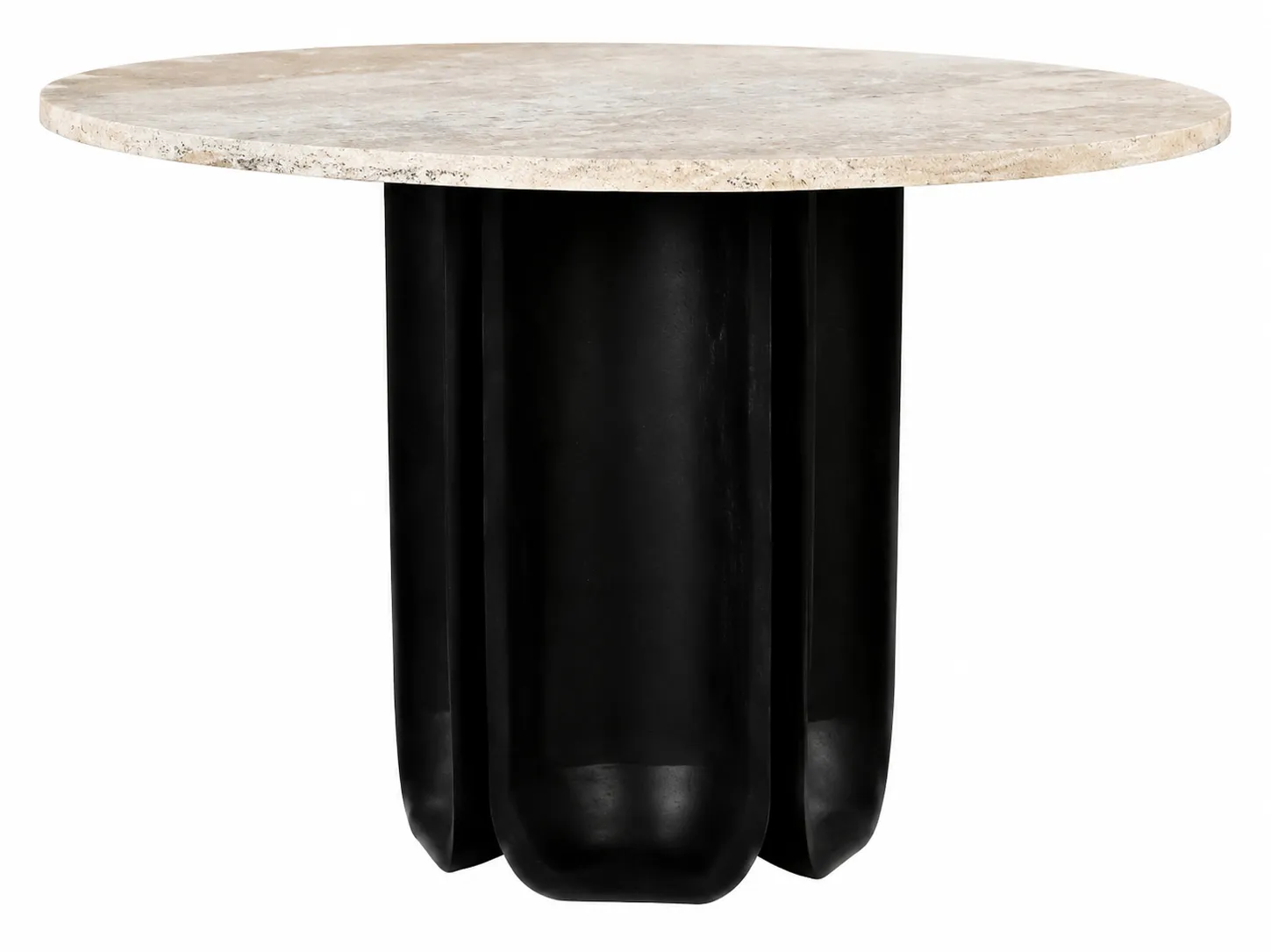 DT 0054 - Dining Table - Lina White Travertine Top with Black Base