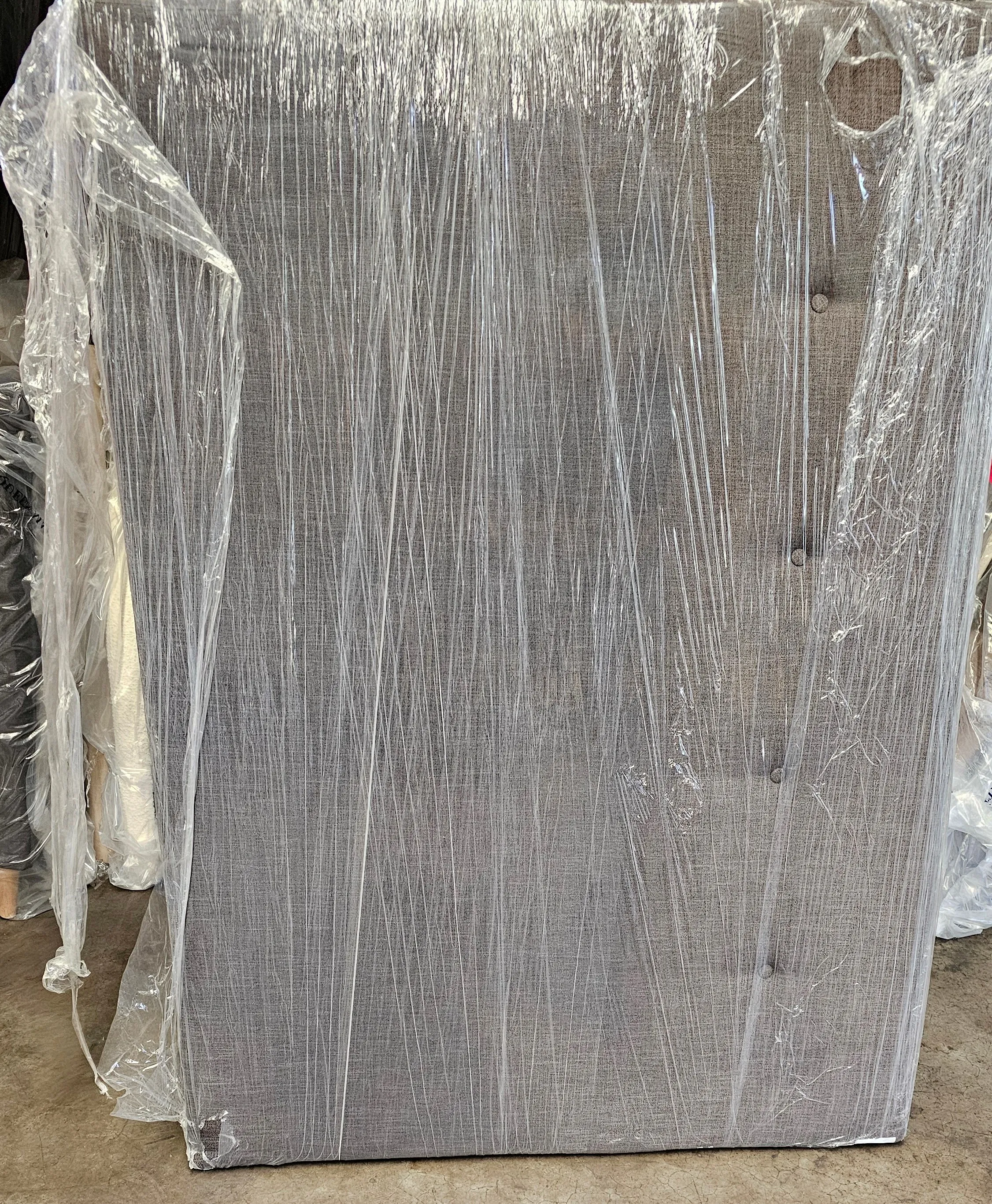 BH 4424 - Queen Bedhead - Grey Fabric with Single Button Row