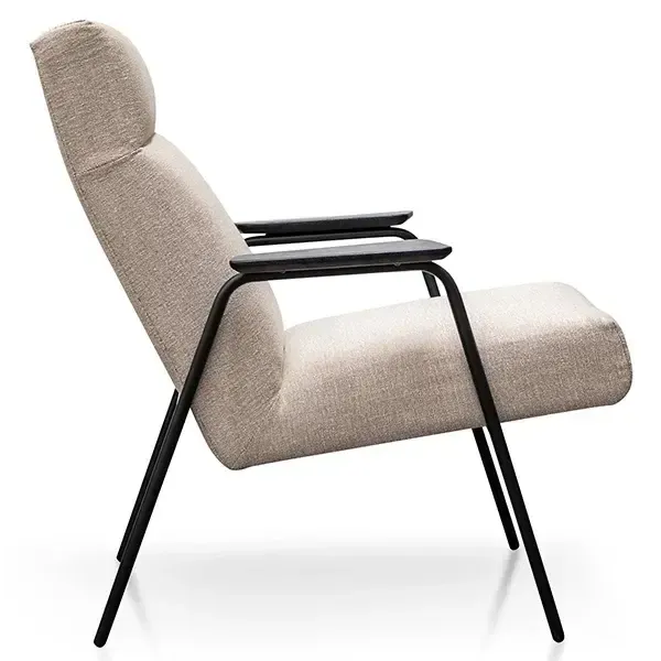 OC 7728 - Occasional Chair - Sandy Grey Fabric with Black Frame & Arm Rest Panels