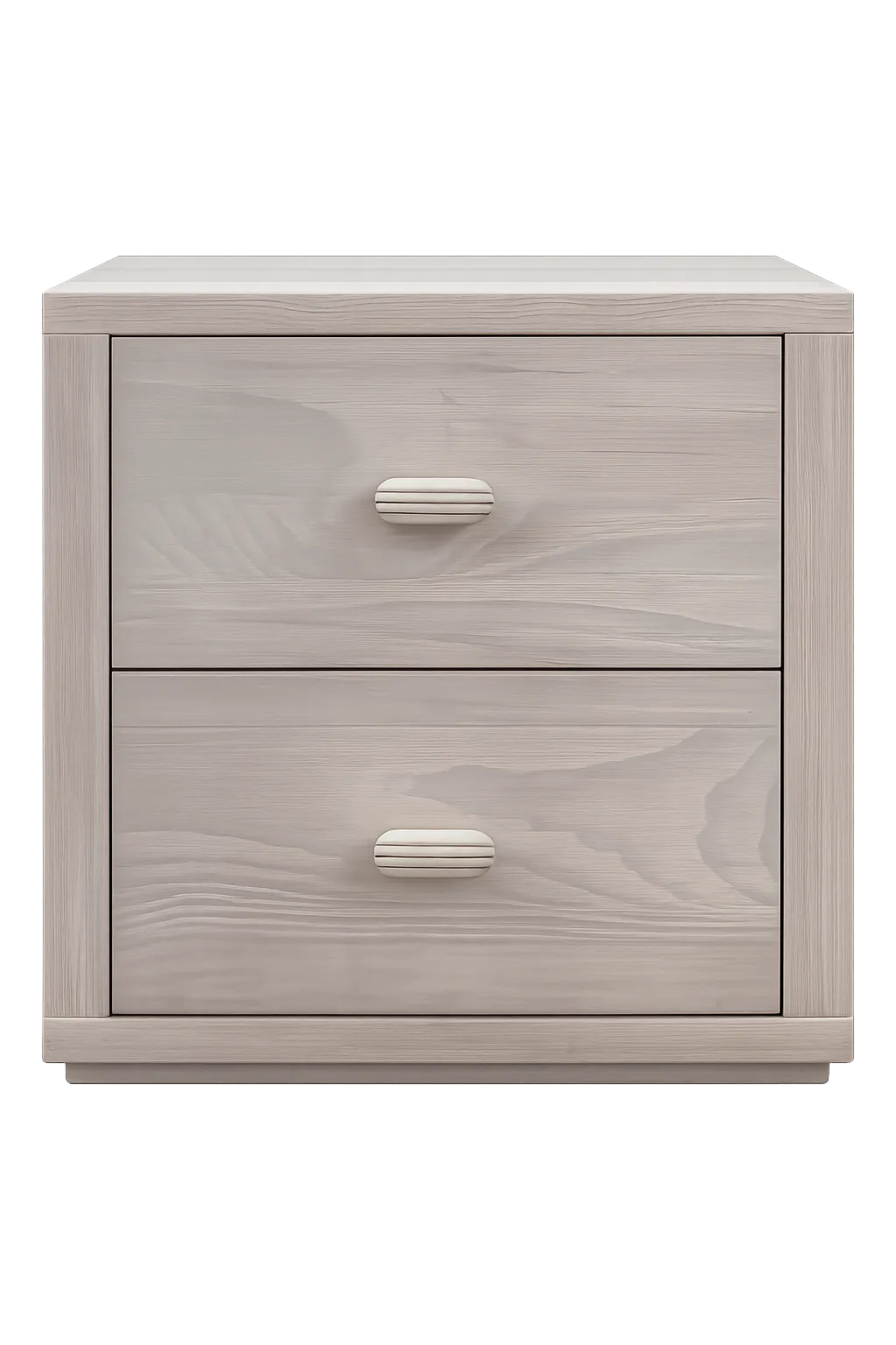 White Wood Two Drawer Bedside Table with Two Tone Handle - BST 4092