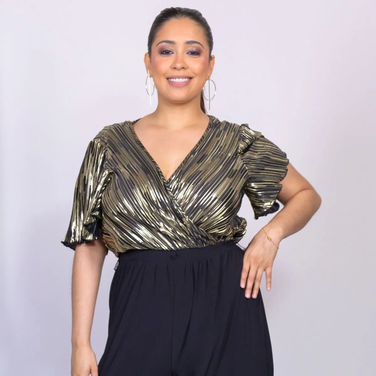 MONO SATINADO NEGRO DORADO TALLE M