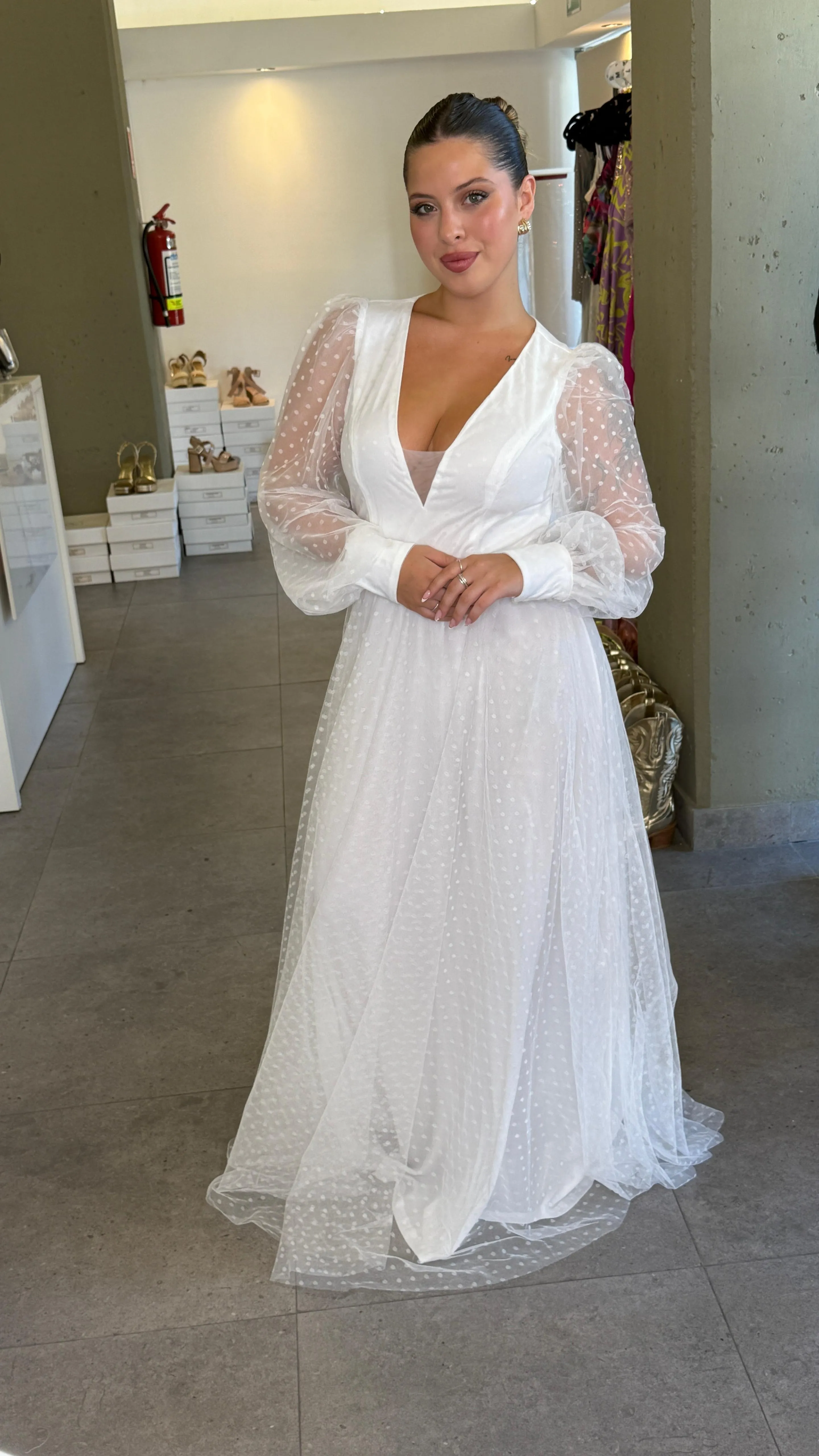 NOVIAS VESTIDO LARGO BLANCO FULL TULL