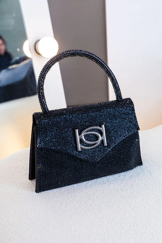 CARTERA BEBE NEGRA CON BRILLOS