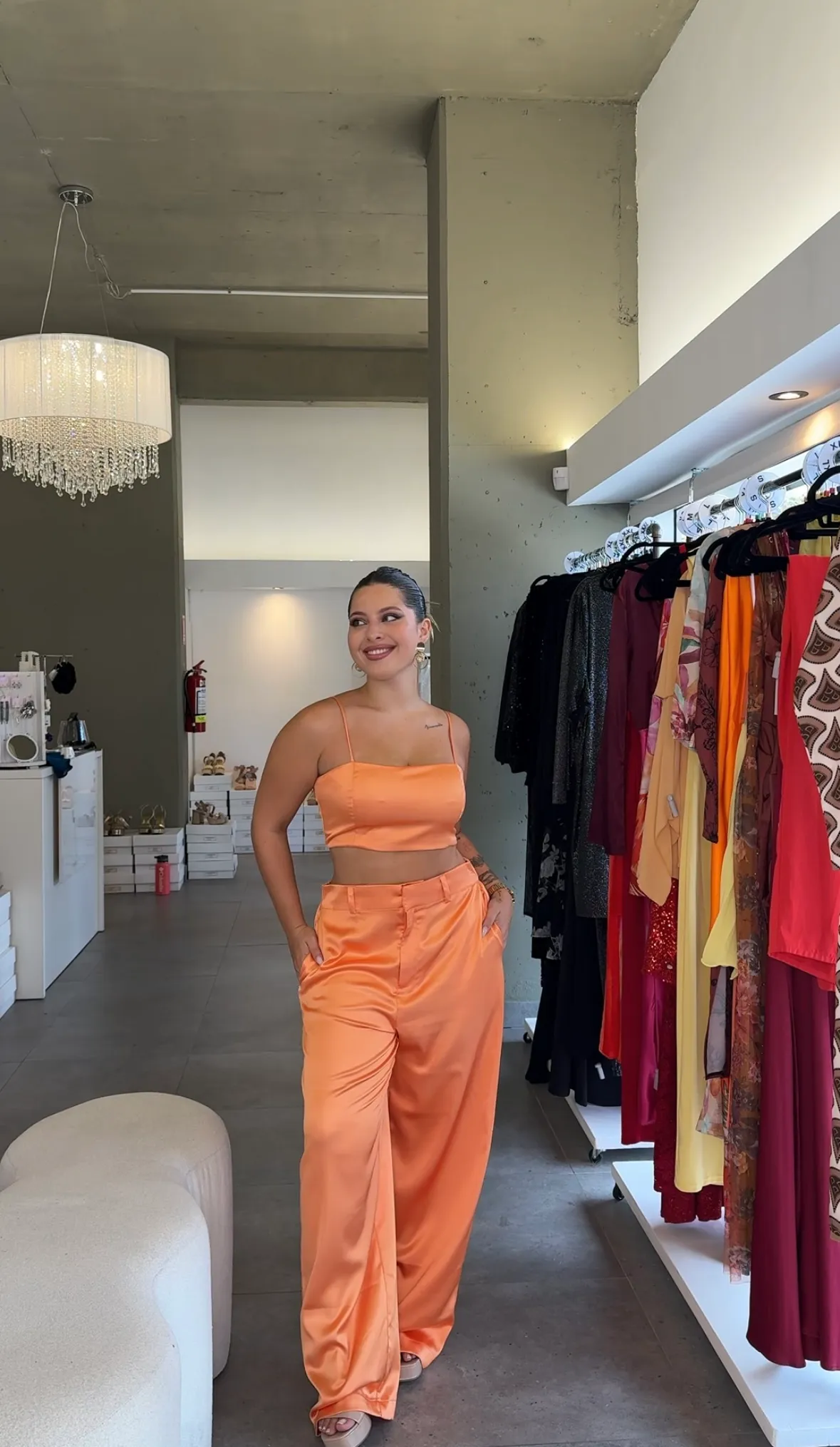 CONJUNTO TOP Y PANTALON NARANJA TALLE L