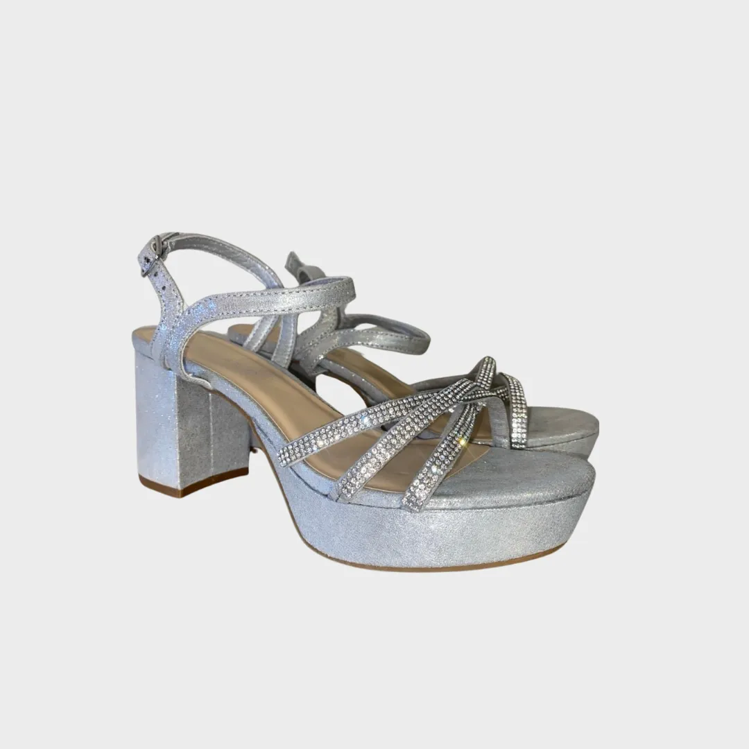 SANDALIAS ANDIAMO PLATEADAS CON STRASS (36.5)