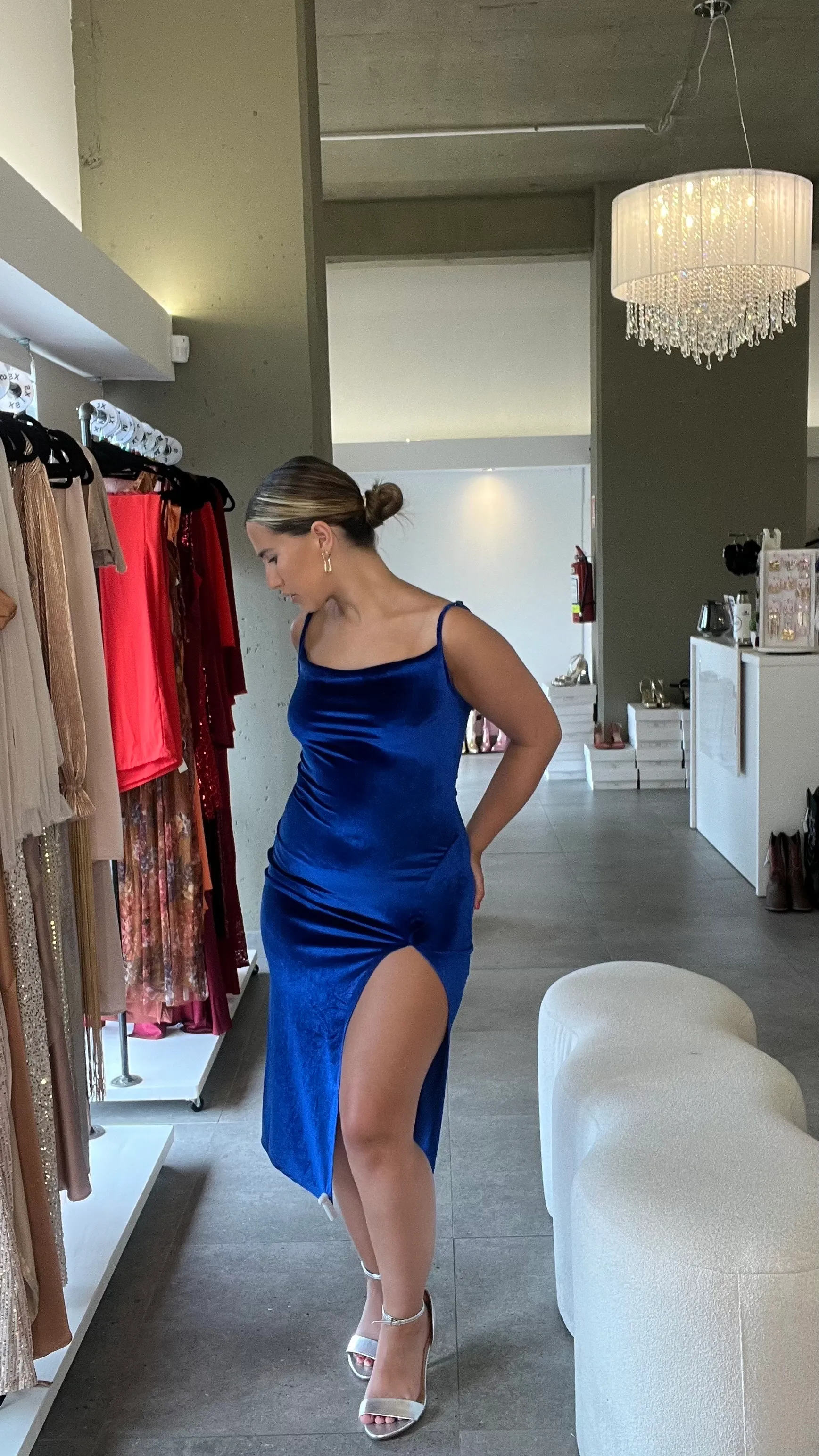 MIDI TAJO TERCIOPELO AZUL TALLE M