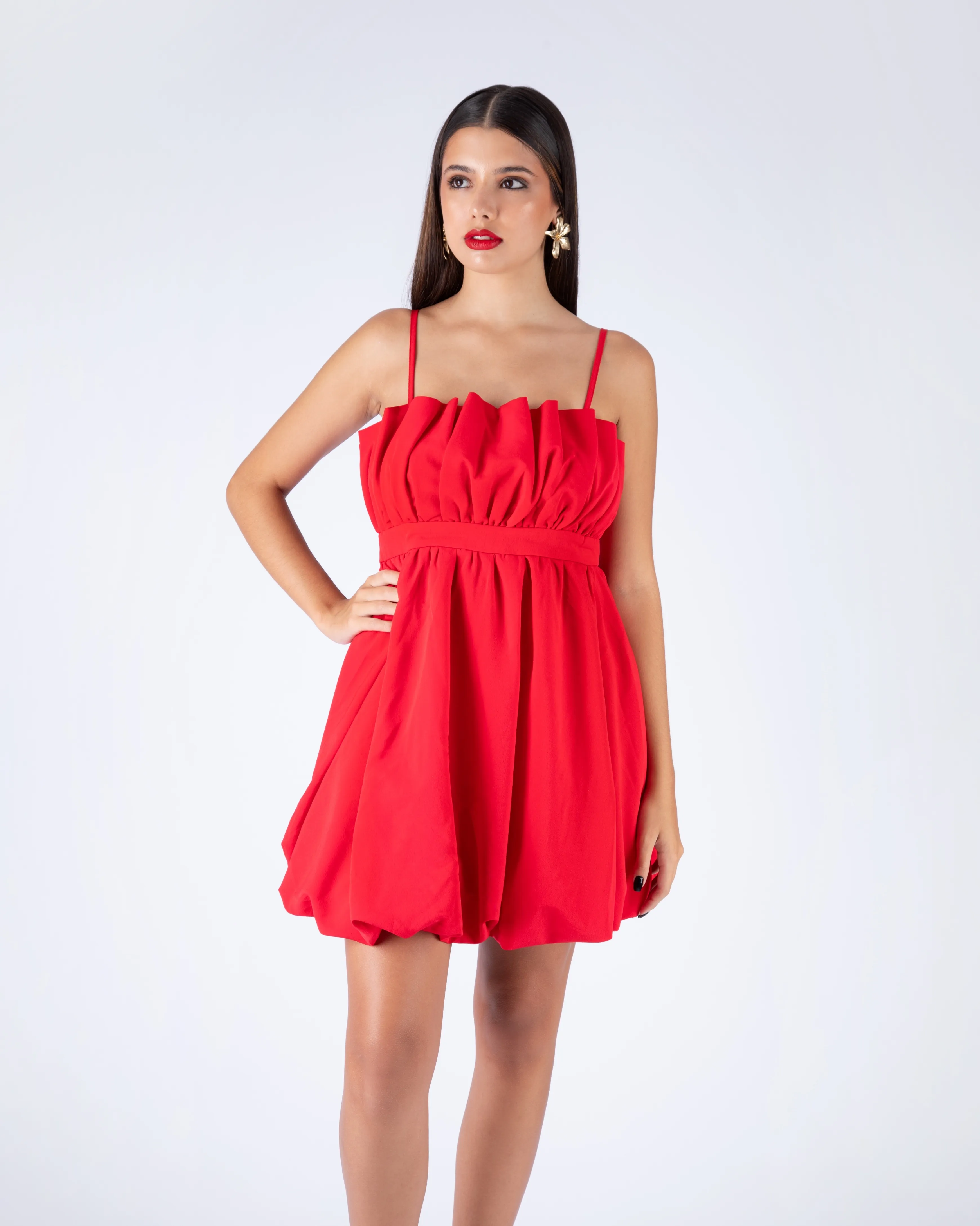 VESTIDO CORTO ROJO INFLADO TALLE M
