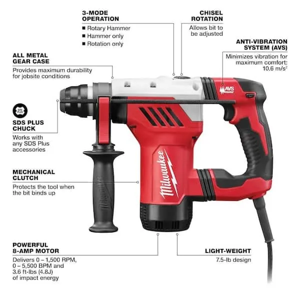 Milwaukee 1-1/8 in. Corded SDS-Plus Rotary Hammer