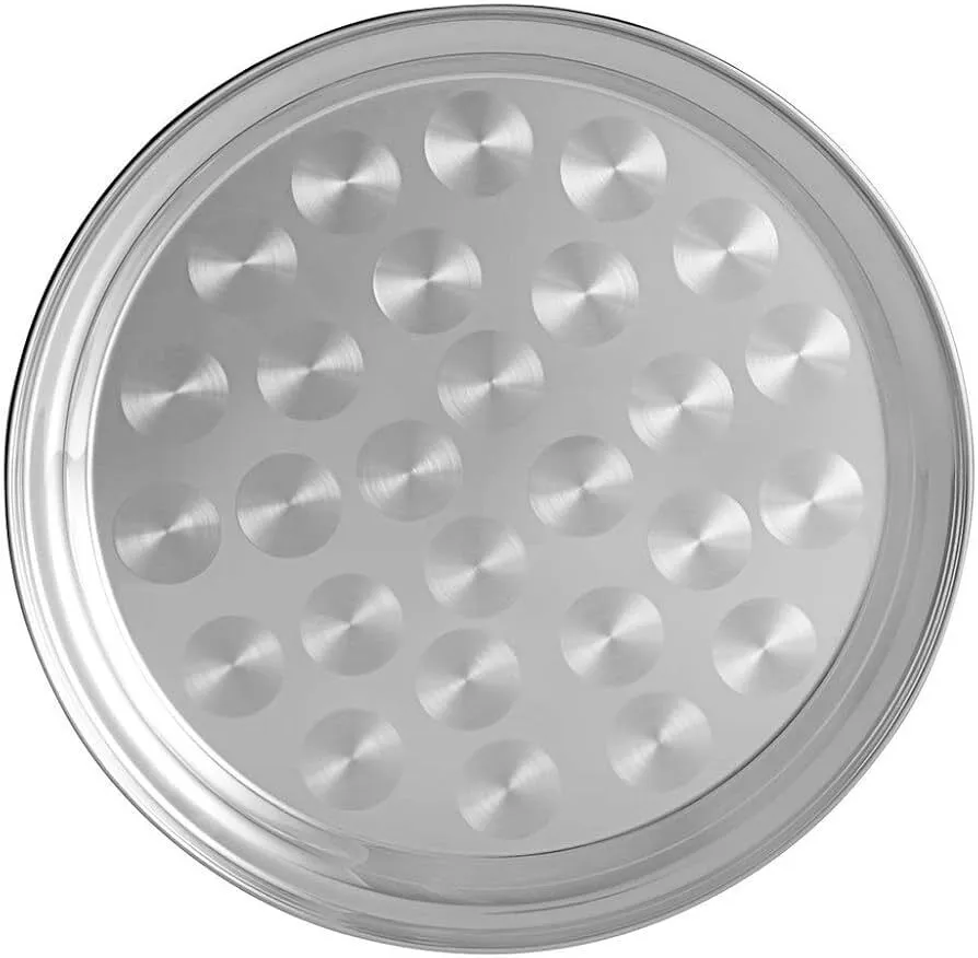 16" Stainless steel Round Serving Tray With swirl patterns