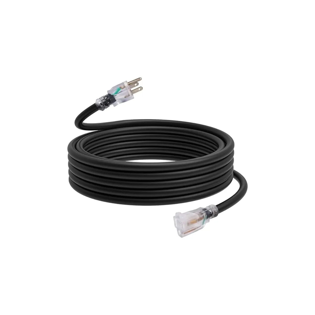 Black extension cords 12 awg with lighted ends - 25 ft