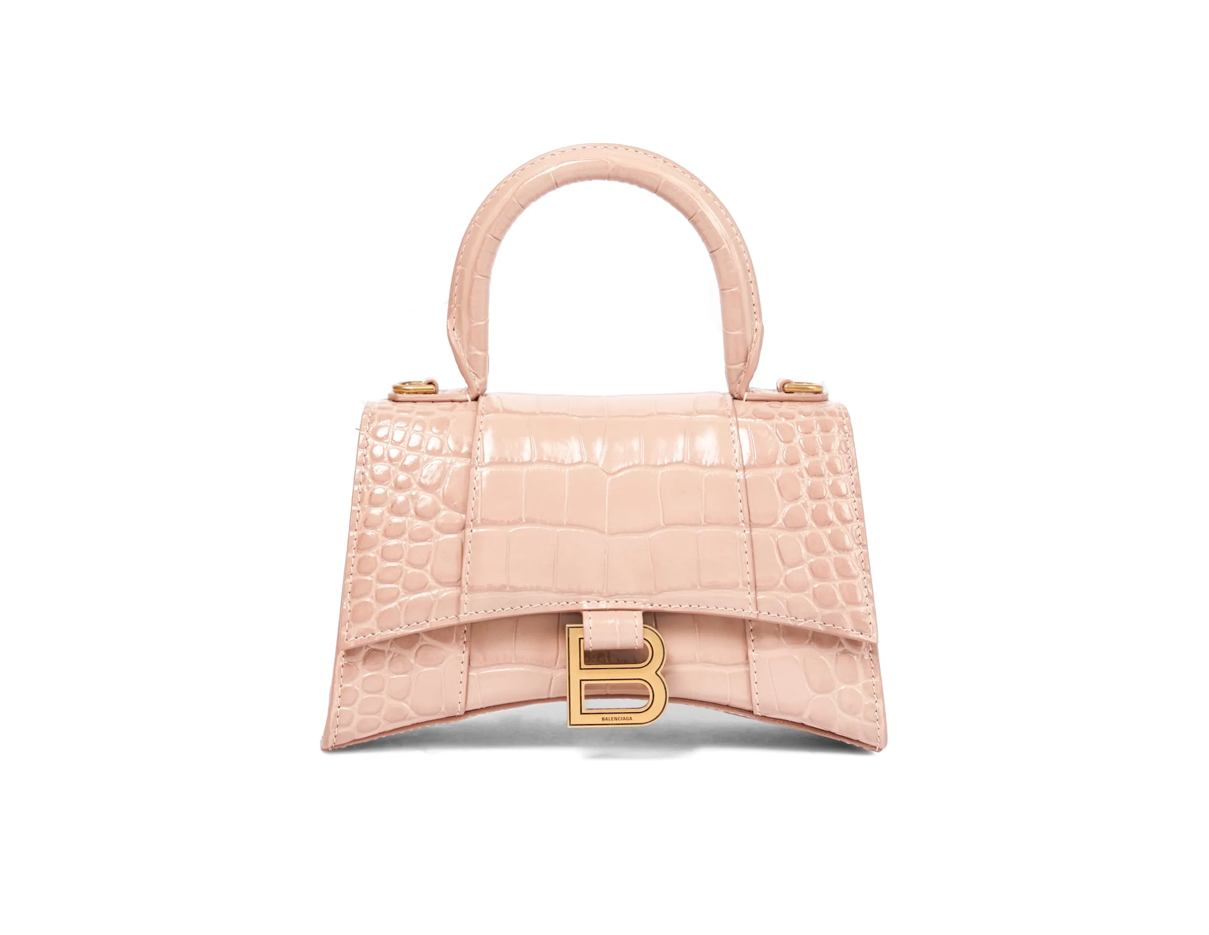 Balenciaga Hourglass Kleine Handtasche Krokodilprägung