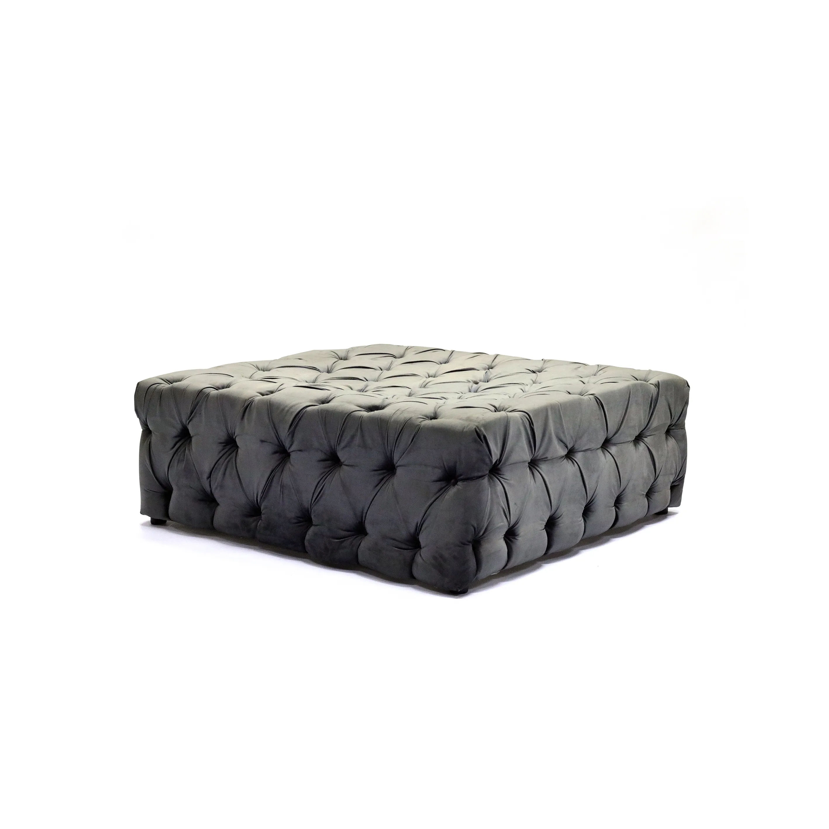DEEP BUTTON MATT GREY OTTOMAN 
