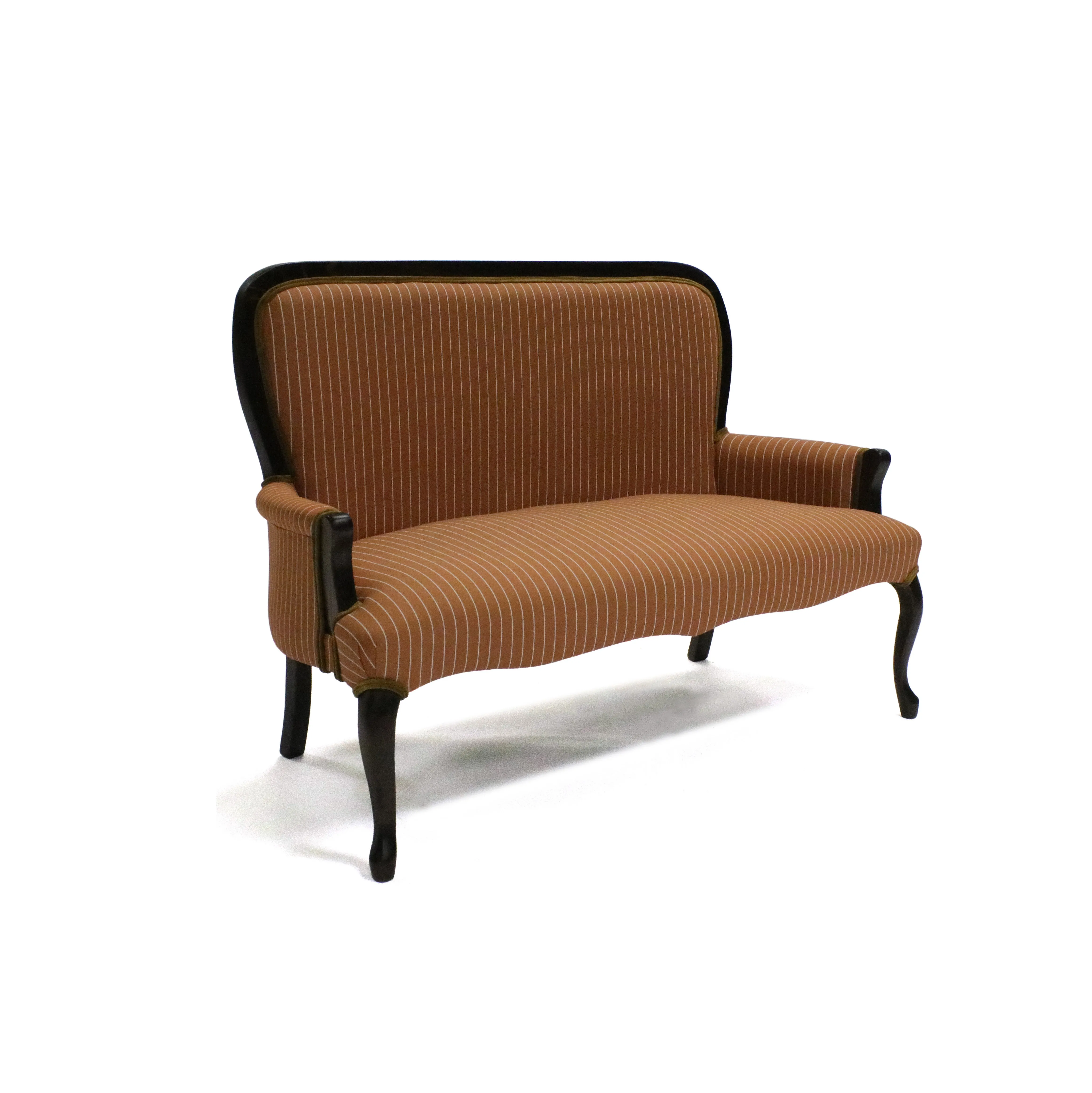 BURNT ORANGE STRIPED COUCH 
