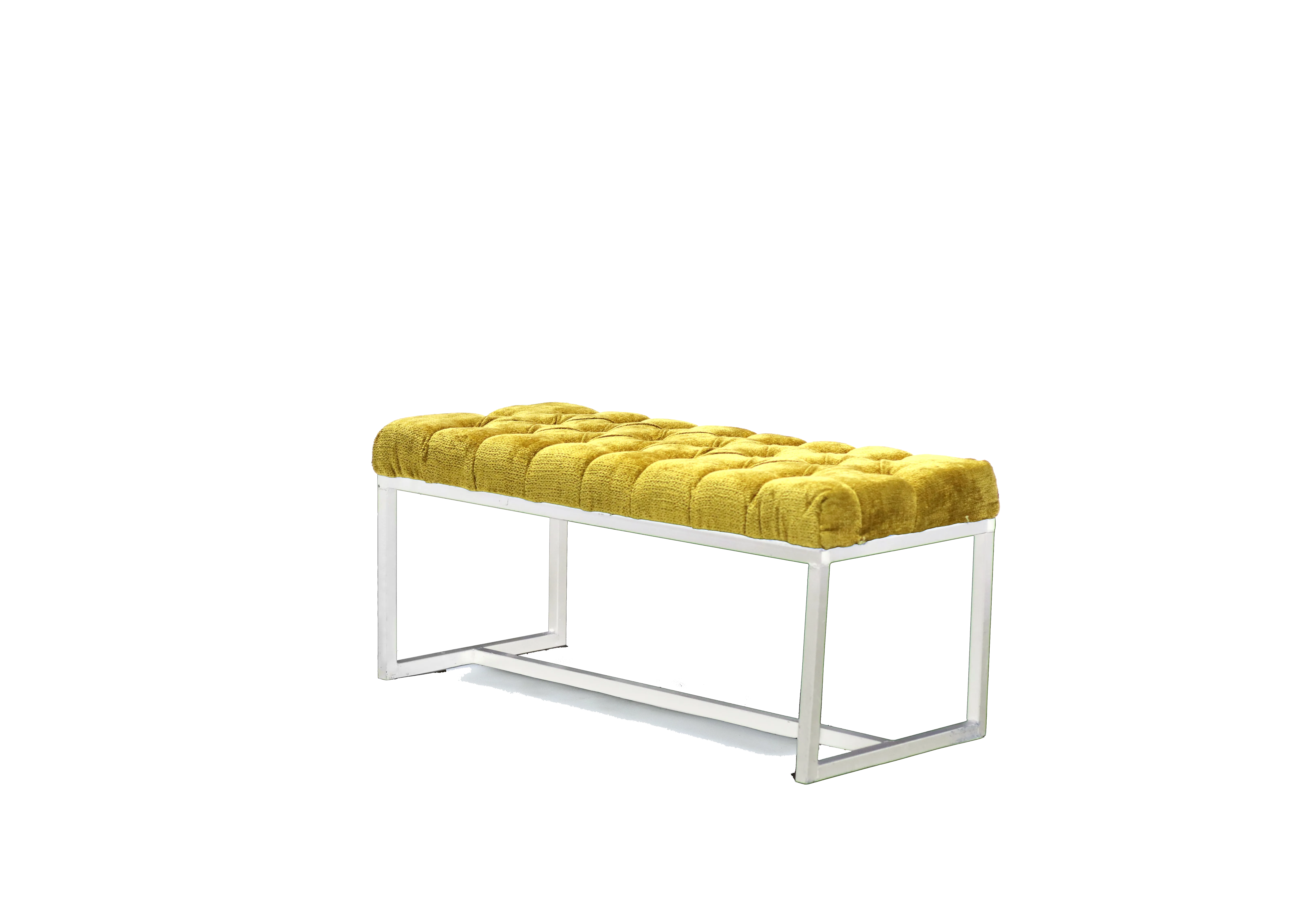 SMALL MUSTARD BENCH WITH WHITE FRAME