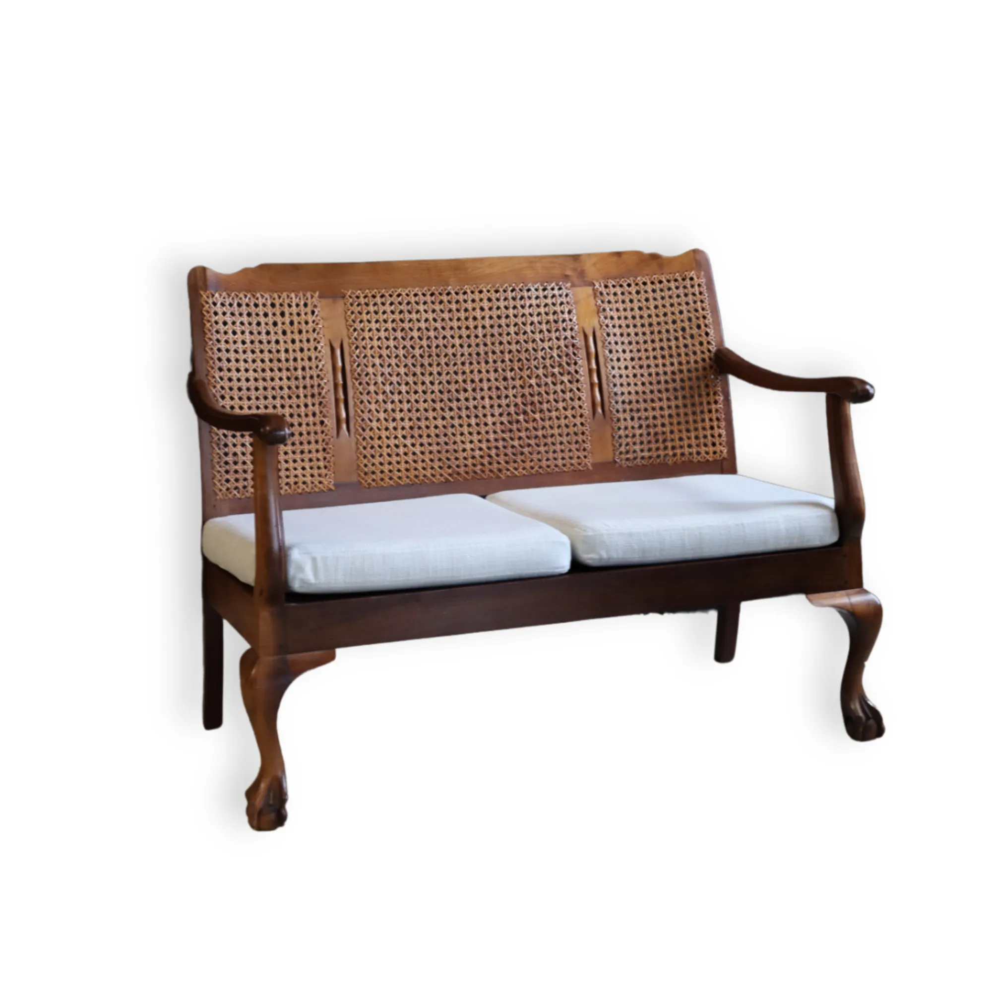 RATTAN 2 SEATER COUCH 