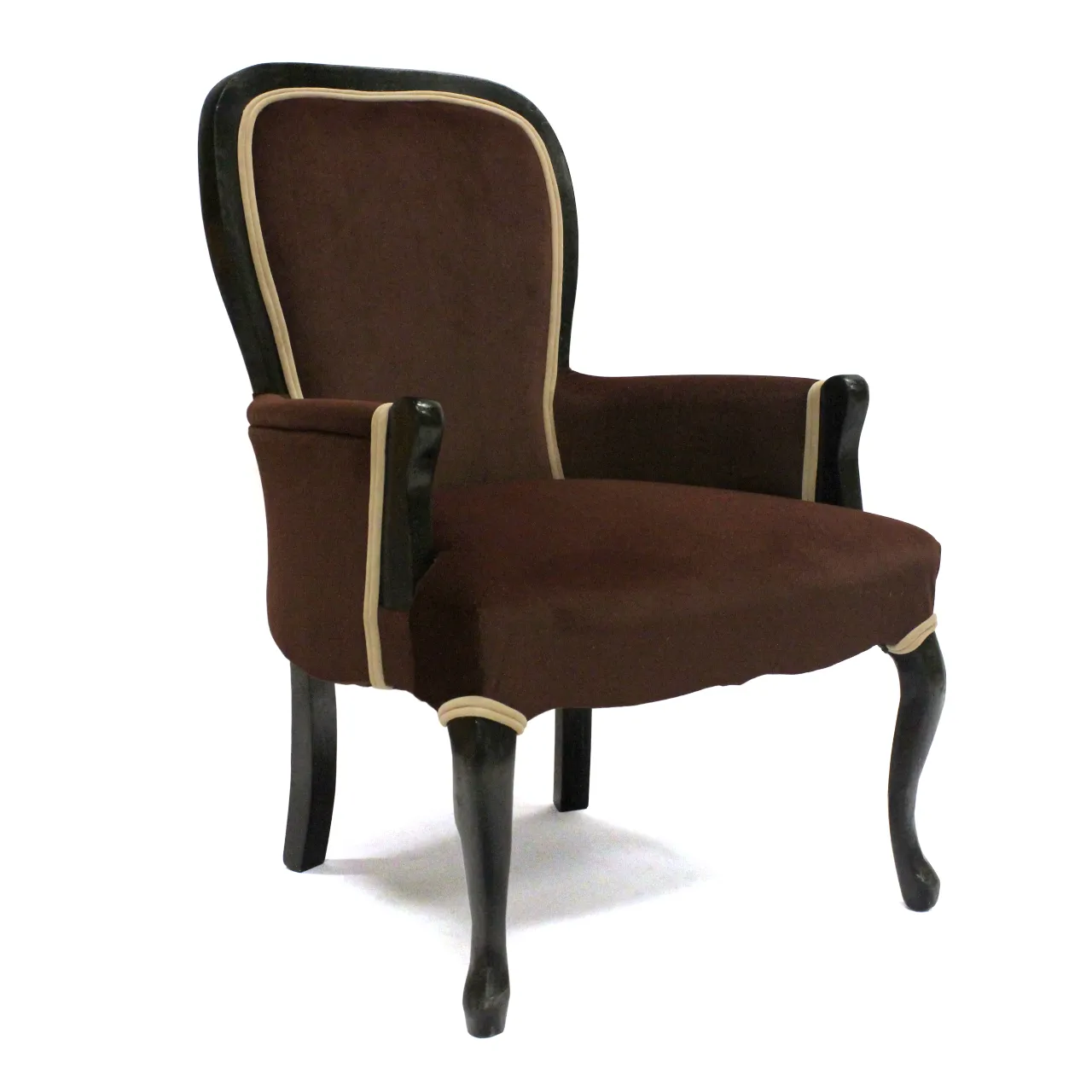 MAROON, BLUSH & BLACK QUEEN ANNE CHAIR