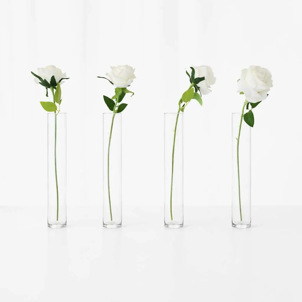 Bud Vase with Rose 25cm Set of 4 - 4 Higher