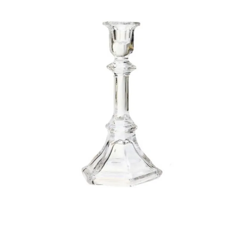 Elegant Glass Candle Holder with LED candle - Large