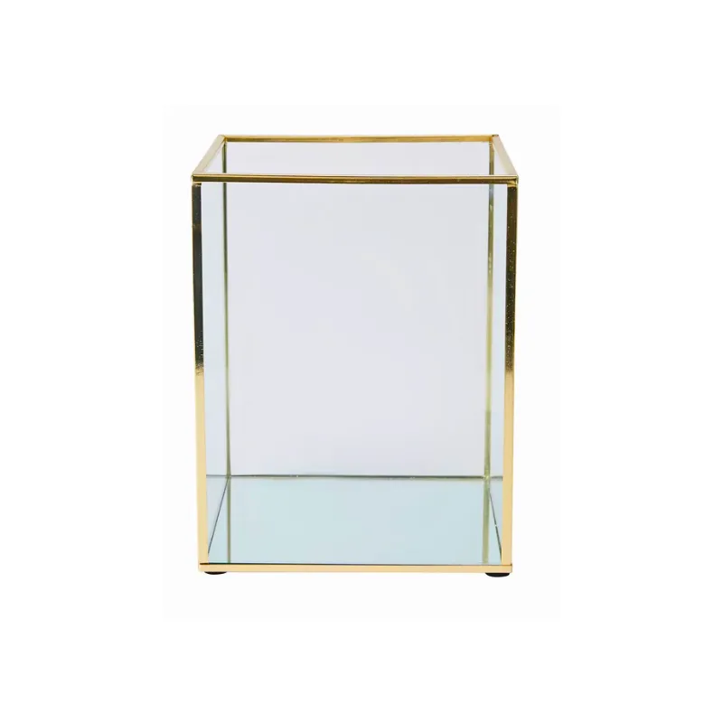 Glass Boxed Candle Lantern - Gold Lg