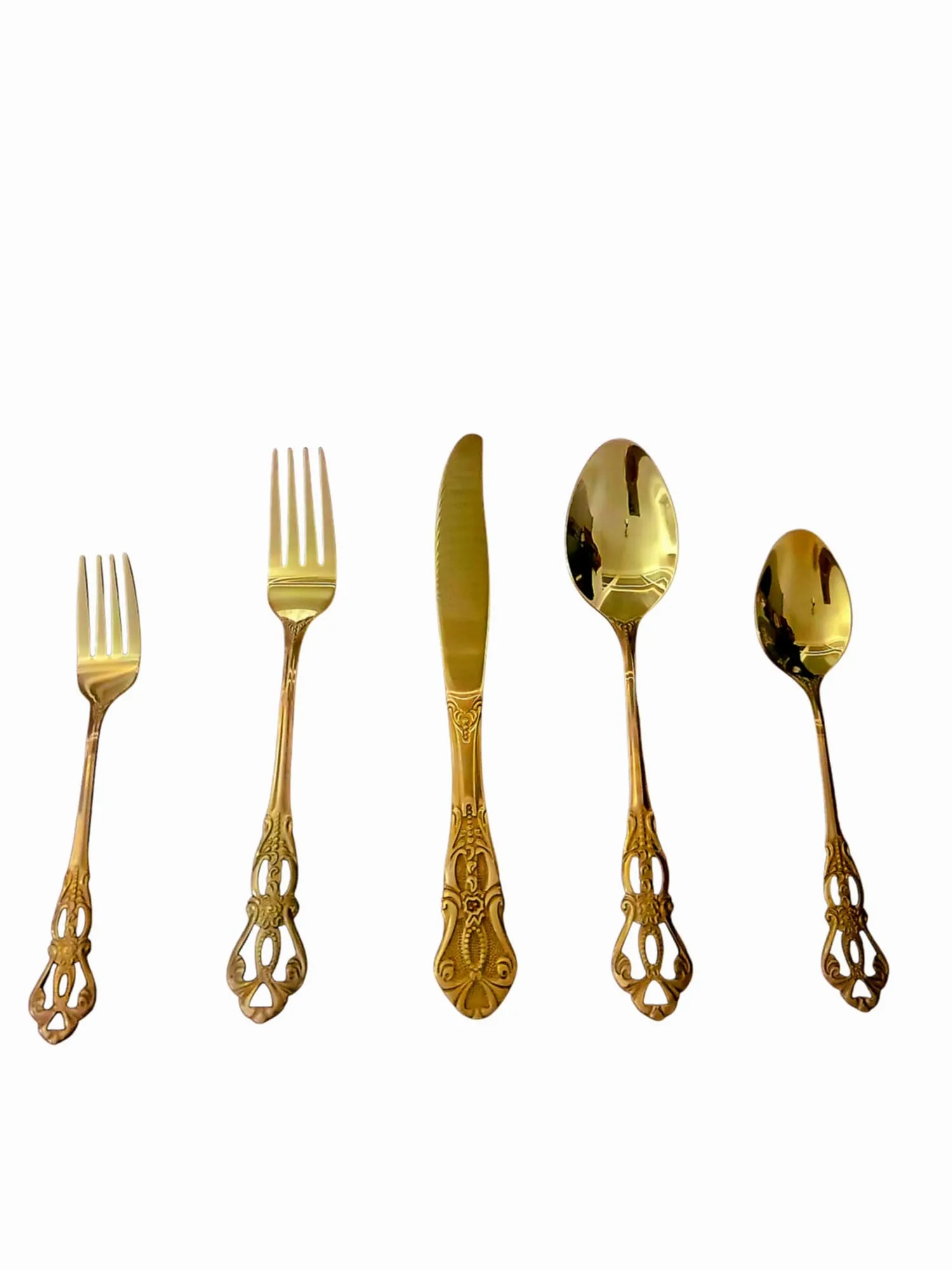 Vintage style gold cutlery - 5 piece set