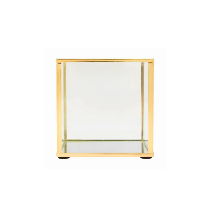 Glass Boxed Candle Lantern - Gold Small