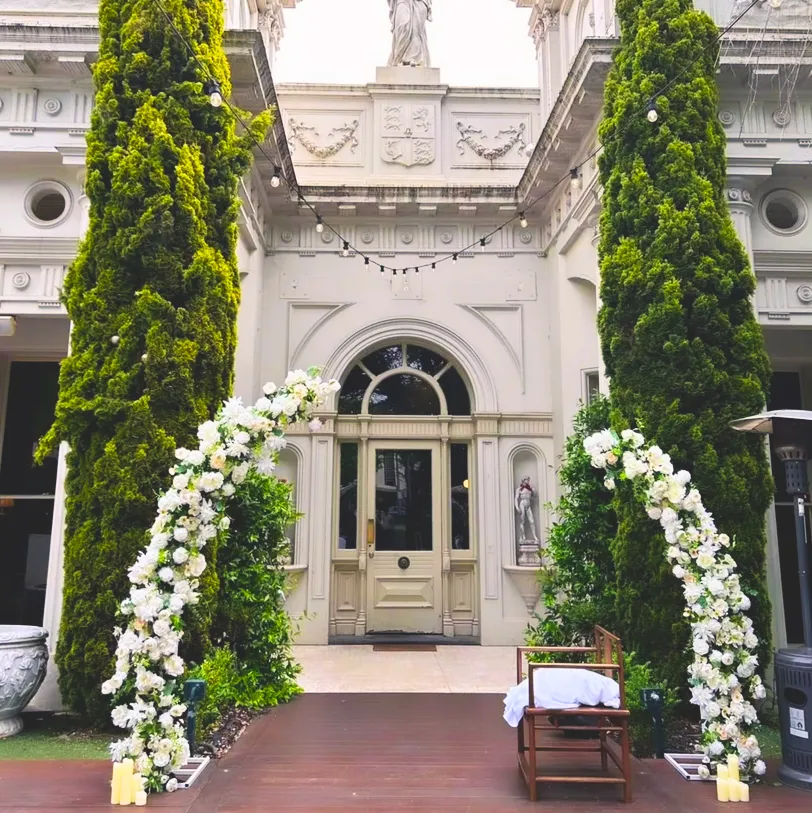 White Floral Arch Pair