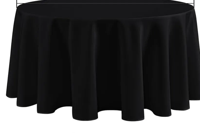 72in Tablecloth "The Onyx" Black 132in Circular Floor Length Tablecloth