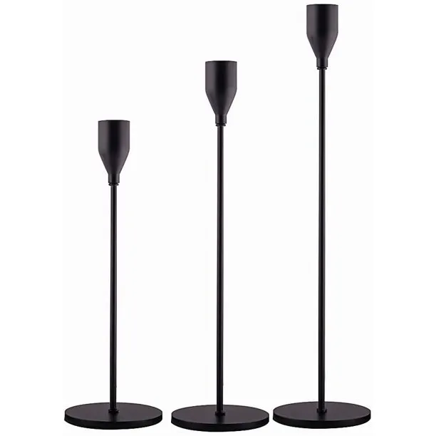 Matte Black Taper Candle Holders Set of 3