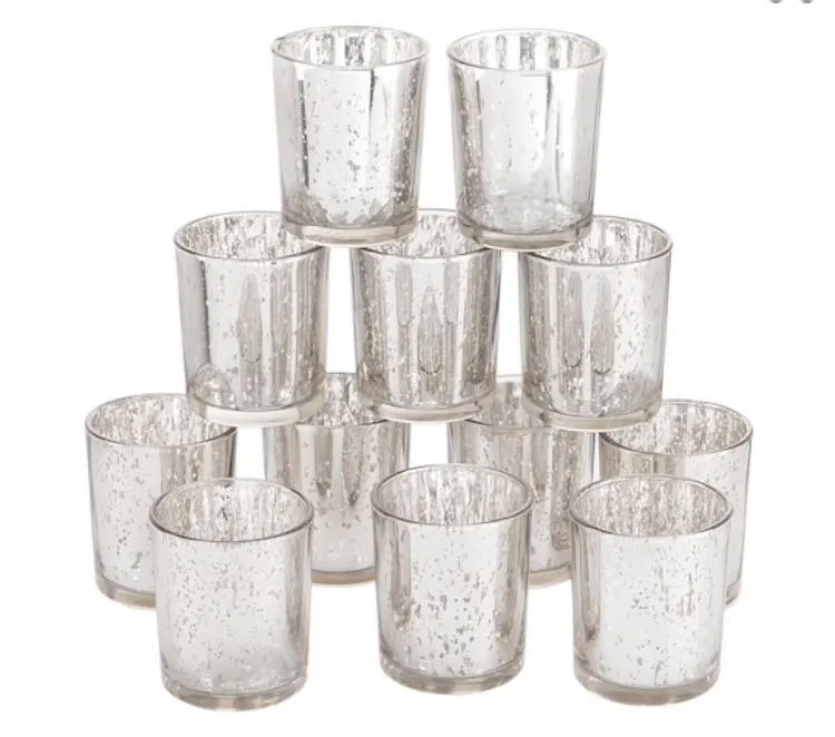 Silver mercury votive candle holder rentals