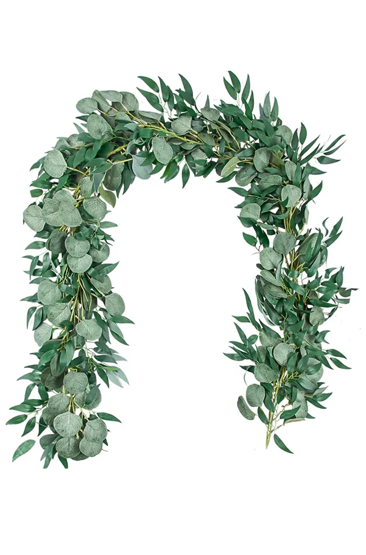Faux eucalyptus and willow garland
