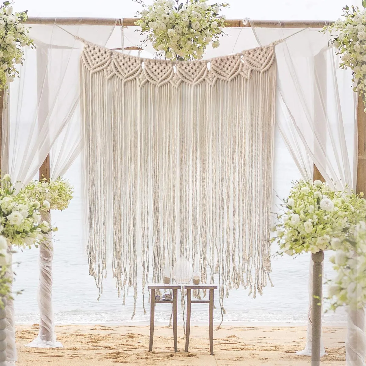 Macrame Wall Hanging, Large Woven Wall Hangings, Boho Cotton Handmade Macrame Backdrop 