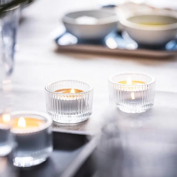modern glass ribbed tealight holder