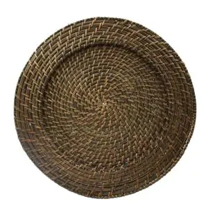 dark rattan chargers