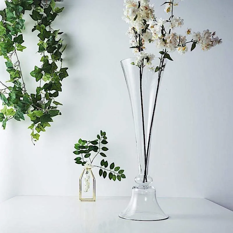 Clear 28-Inch Tall Reversible Glass Trumpet Vases
