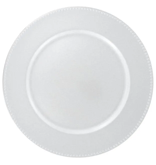 Silver Beaded Acrylic Charger Rental
