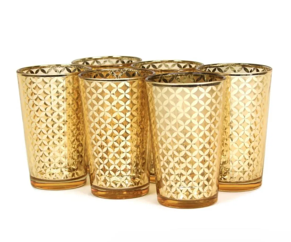 Gold Lattice Candle Holders