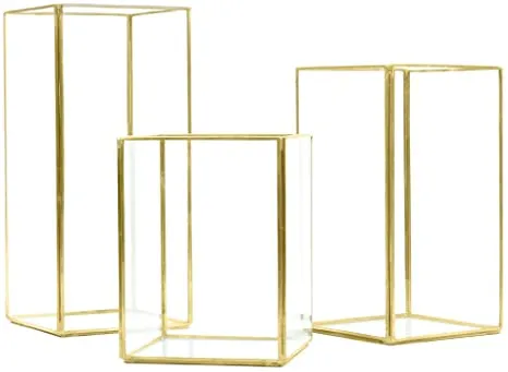 Gold Geometric Hurricane Candle Holder